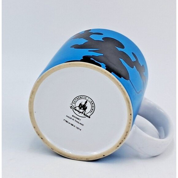 Disney Mickey Mouse Silhouette Mug Blue Black Text Print Coffee Cup Minimalist - Picture 5 of 5